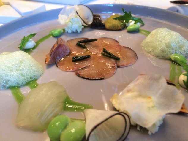 makrele | mariniert | miso | edamame | fromage blanc