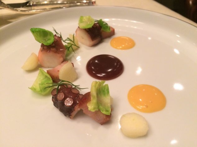 octopus | wildschwein - emulsion | kimchi | rosenkohl