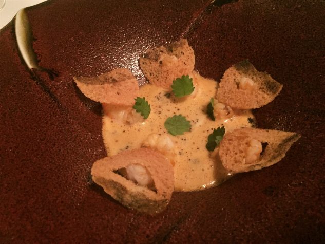 Gâteau du foie blond nach Lucien Tendret in einer Sauce von Flusskrebsen, schwarzer Trüffel