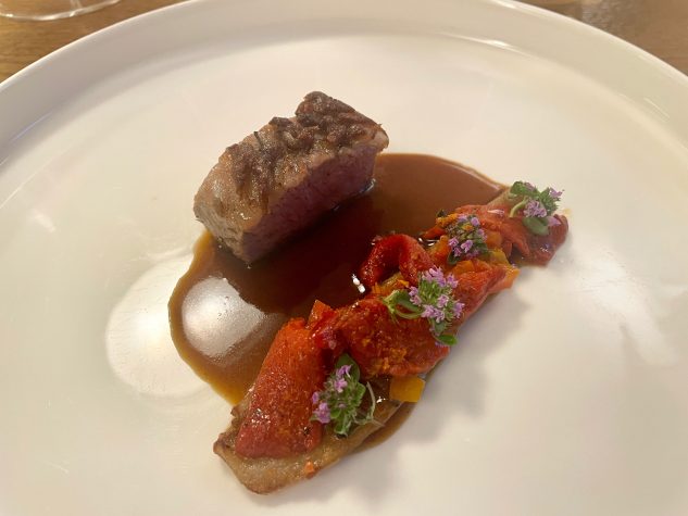 MERINO LAMM . Tiger Aubergine . N‘duja . Tropfen Paprika . Vadouvan