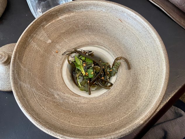 Jakobsmuschel, gebackene Entenleber, Yuzu Kosho, Trüffelalge