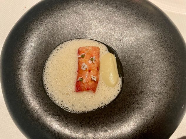 Königskrabbe, Beurre Noisette, Fenchelpollen, Feigenblatt