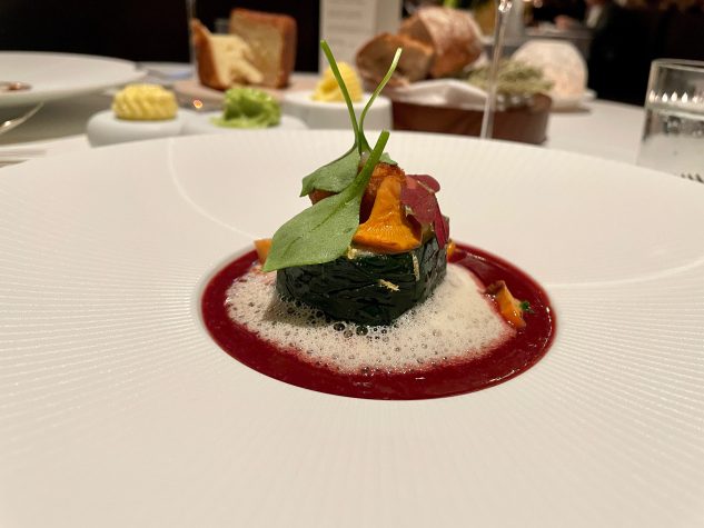 Steinbutt | Beurre rouge | Kalbsbacke | Pfifferlinge