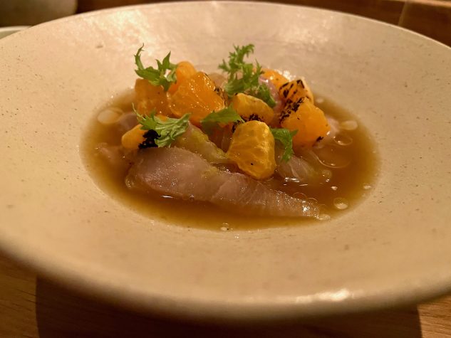 Hamachi | Mandarine | Sanddorn Kosho | Kombu Alge