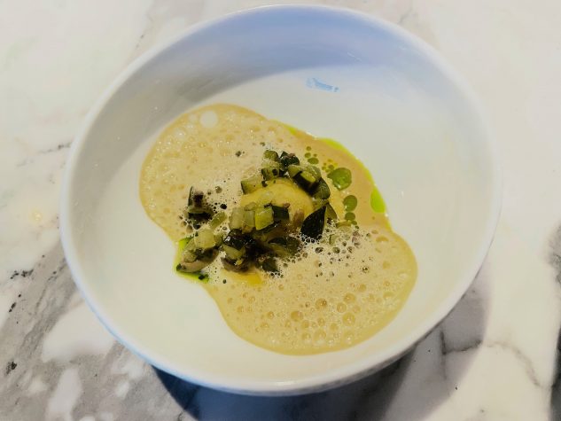 Ravioli, Keulenragout, Aguachile
