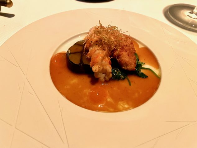 Kalbsbries & Langoustine / Spargel / Tandoori / Orange / Sauterne