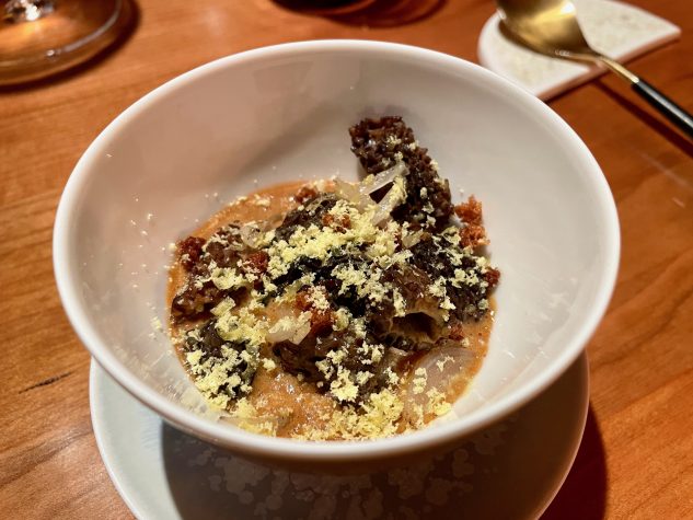 Chawanmushi, Morcheln, Räucheraal & Sauce Riche