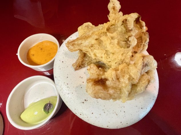 THINH N TALK - Austernpilz-Tempura | Malzessig | Thính (gerösteter Reis) | Shiso